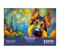 German Shepherd Heavyweight Paper Dark GSD in Starry Landscape Jigsaw Puzzle Relaxing Puzzle Gift 70x50cm/1000pcs