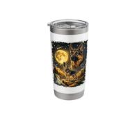 German Shepherd Howling At Moon Funny Night Stainless Steel Insulated Tumbler