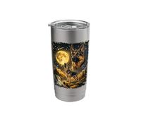 German Shepherd Howling At Moon Funny Night Stainless Steel Insulated Tumbler