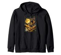 German Shepherd Howling At Moon Funny Night Zip Hoodie