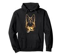 German Shepherd Howling at the Moon Fantasy Art Forest Pullover Hoodie