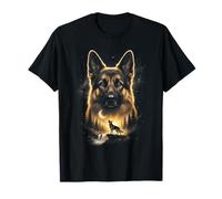 German Shepherd Howling at The Moon Fantasy Art Forest T-Shirt