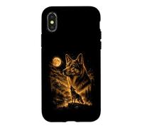 German Shepherd Howling To The Moon Forest Mountain Case for iPhone X/XS