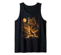 German Shepherd Howling to The Moon Forest Mountain Tank Top