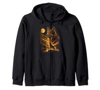 German Shepherd Howling To The Moon Forest Mountain Zip Hoodie