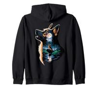 German Shepherd Howling To The Moon GSD Zip Hoodie