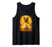 German Shepherd Howling to The Moon Vintage Funny Graphic Tank Top