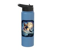 German Shepherd Howling to The Moon Vintage Mystical Dog Stainless Steel Insulated Water Bottle