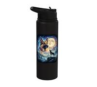German Shepherd Howling to The Moon Vintage Mystical Dog Stainless Steel Insulated Water Bottle