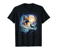 German Shepherd Howling to The Moon Vintage Mystical Dog T-Shirt