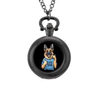 German Shepherd I Love Dad Vintage Pocket Watches Roman Numerals Quaretz Watch with Chain Christmas Birthday Gifts Black-Style
