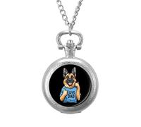 German Shepherd I Love Dad Vintage Pocket Watches Roman Numerals Quaretz Watch with Chain Christmas Birthday Gifts Silver-Style