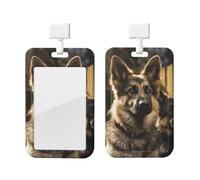 German Shepherd Id Badge Holder with Lanyard Waterproof Key Card Holder Case Vertical Id Card Protector with Clear Id Window Breakaway Name Tags for Women Men Work Office Doctor Nurse