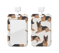German Shepherd Id Badge Holder with Lanyard Waterproof Key Card Holder Case Vertical Id Card Protector with Clear Id Window Breakaway Name Tags for Women Men Work Office Doctor Nurse