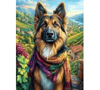 German Shepherd in A Flower Meadow 1000 Piece Complete DIY Jigsaw Puzzle Wildlife Pet Collectors Mind Relaxation Educational Decorative Puzzle Gifts for Adults Sturdy Thick Cardboard 1000 PCS