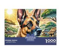 German Shepherd in African Village High Grade Paper Material Rewarding Challenging Game, Suitable for Home Leisure And Family Game Nights 38x26cm/1000pcs