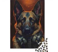 German Shepherd in Armor 1000 Piece Sturdy Paper Puzzle Parent-Child Interactive Game Home Leisure HD Printing 70x50cm/1000pcs