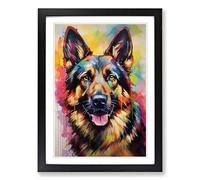 German Shepherd Informel No.2 Framed Wall Art Print, Ready to Hang Picture for Living Room Bedroom Home Office, Black A2 (48 x 66 cm)