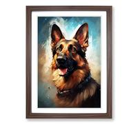 German Shepherd Informel No.3 Framed Print | A2 Walnut Framed Wall Art | Ready to Hang | Modern Nature Picture | Living Room Bedroom Lounge Office