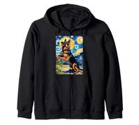 German Shepherd Japanese Van Gogh Dogs German Shepherd Zip Hoodie