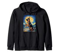 German Shepherd Japanese Van Gogh Dogs German Shepherd Zip Hoodie