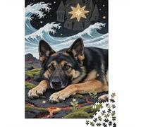 German Shepherd Jigsaw 1000 Piece Sea Wave Home Decoration for Adults And Kids Gift Impossible Games Challenging Puzzles 1000pcs (75x50cm)