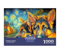 German Shepherd Jigsaw Puzzle 1000 Pieces Recycled Paper Puzzle Two Playful German Shepherds for Adults Impossible Hard Game Great Gift Idea Home Activity 52x38cm/1000pcs