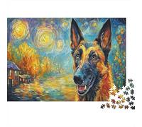 German Shepherd Jigsaw Puzzle The Loyal Servant's Dog 1000 Pieces Eco-friendly Paper for Adults Decompression Gift for Women Men 70x50cm/1000pcs