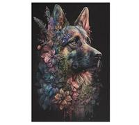 German Shepherd Jigsaw Puzzles for Kids 1000 Pieces 3d German Shepherd Wooden Puzzle Decompression Game for Adults Women Kids Girl Family Gathering Educational Game Toys (78×53cm)