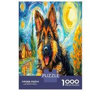 German Shepherd Jigsaw Puzzles Great Gift for Adults 1000 Piece Family Challenging Toys Home Decoration Cute Pet Dog Jigsaw Puzzle for Adults And Kids 38x26cm/1000pcs