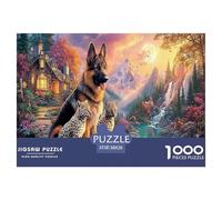 German Shepherd Jigsaw Puzzles Puzzle for Adults Kids. 1000 Piece Mountain Stream Impossible Challenge Toy Home Decoration for Adults& Kids Age 14 Years Up 38x26cm/1000pcs