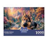 German Shepherd Jigsaw Puzzles Puzzle for Adults Kids. 1000 Piece Mountain Stream Whimsical Challenge Toy Home Decoration for Adults& Kids Age 14 Years Up 38x26cm/1000pcs