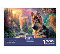 German Shepherd Jigsaw Puzzles Puzzle for Adults Kids. 1000 Pieces Mountain Stream Impossible Challenge Toy Home Decoration for Adults& Kids Age 14 Years Up 52x38cm/1000pcs