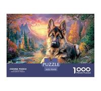 German Shepherd Jigsaw Puzzles Puzzle for Adults Kids. 1000 Pieces Mountain Stream Impossible Challenge Toy Home Decoration for Adults& Kids Age 14 Years Up 70x50cm/1000pcs