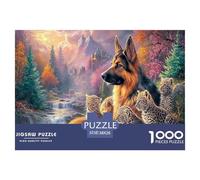 German Shepherd Jigsaw Puzzles Puzzle for Adults Kids. 1000 Pieces Mountain Stream Impossible Challenge Toy Home Decoration for Adults& Kids Age 14 Years Up 38x26cm/1000pcs