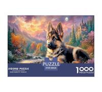 German Shepherd Jigsaw Puzzles Puzzle for Adults Kids. 1000 Pieces Mountain Stream Whimsical Challenge Toy Home Decoration for Adults& Kids Age 14 Years Up 38x26cm/1000pcs