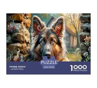 German Shepherd Jigsaw Puzzles Puzzle for Adults Kids. 1000 Pieces Stone Wall Great Gifts Challenge Toy Educational Game Home Decoration for Adults& Kids Age 14 Years Up 70x50cm/1000pcs