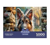 German Shepherd Jigsaw Puzzles Puzzle for Adults Kids. 1000 Pieces Stone Wall Great Gifts Challenge Toy Educational Game Home Decoration for Adults& Kids Age 14 Years Up 52x38cm/1000pcs