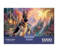 German Shepherd Jigsaw Puzzles Puzzles for Adults Kids. 1000 Piece Mountain Stream Impossible Challenge Toy Home Decoration for Adults& Kids Age 14 Years Up 52x38cm/1000pcs