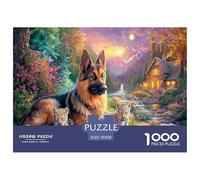 German Shepherd Jigsaw Puzzles Puzzles for Adults Kids. 1000 Piece Mountain Stream Whimsical Challenge Toy Home Decoration for Adults& Kids Age 14 Years Up 70x50cm/1000pcs