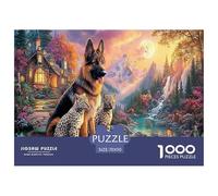 German Shepherd Jigsaw Puzzles Puzzles for Adults Kids. 1000 Piece Mountain Stream Whimsical Challenge Toy Home Decoration for Adults& Kids Age 14 Years Up 70x50cm/1000pcs