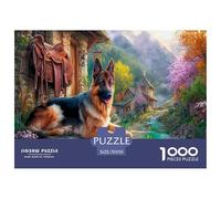 German Shepherd Jigsaw Puzzles Puzzles for Adults Kids. 1000 Piece Mountain Village Impossible Challenge Toy s Home Decoration for Adults& Kids Age 14 Years Up 70x50cm/1000pcs