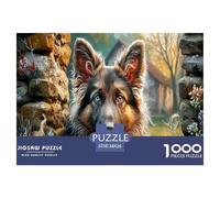 German Shepherd Jigsaw Puzzles Puzzles for Adults Kids. 1000 Piece Stone Wall Great Gifts Challenge Toy Educational Games Home Decoration for Adults& Kids Age 14 Years Up 38x26cm/1000pcs