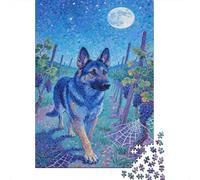 German Shepherd Jigsaw Puzzles Puzzles for Adults Kids. 1000 Pieces Moonlit Night Vineyard Impossible Challenge Toy Home Decoration for Gifts 1000pcs (75x50cm)