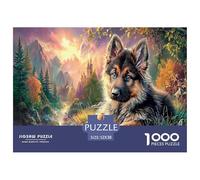 German Shepherd Jigsaw Puzzles Puzzles for Adults Kids. 1000 Pieces Mountain Stream Impossible Challenge Toy Home Decoration for Adults& Kids Age 14 Years Up 52x38cm/1000pcs