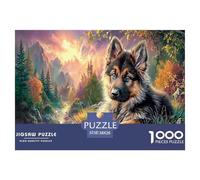 German Shepherd Jigsaw Puzzles Puzzles for Adults Kids. 1000 Pieces Mountain Stream Whimsical Challenge Toy Home Decoration for Adults& Kids Age 14 Years Up 38x26cm/1000pcs