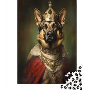 German Shepherd King 1000-Piece Puzzle for Adults, 52x38cm/1000pcs; Smooth White Cardboard Pieces; for Anyone Who Enjoys Detailed Challenges