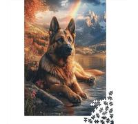 German Shepherd Lakeside 1000 Piece Jigsaw Puzzle Paper for Adults Scenic View Puzzle Game 70x50cm/1000pcs