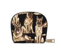 German Shepherd Leather Semi-Circular Card Bag, Compact and Convenient, Easy to Store