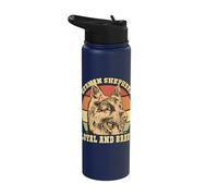German Shepherd Loyal and Brave Retro Style Stainless Steel Insulated Water Bottle